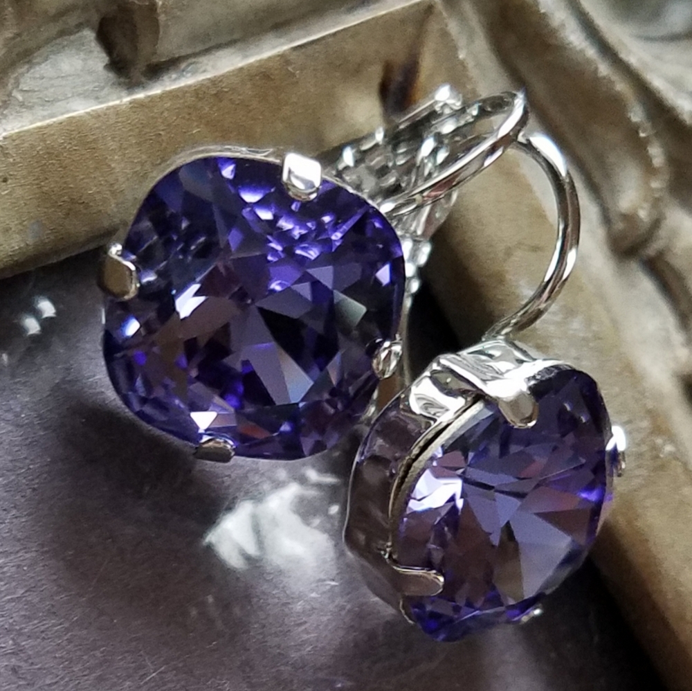 Austrian Crystal Earrings in Rhodium Plated Setting - Picture 5 of 12